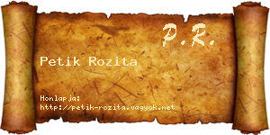 Petik Rozita névjegykártya